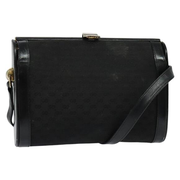 GUCCI Micro GG Canvas Shoulder Bag Leather Gold Black - Picture 1 of 16